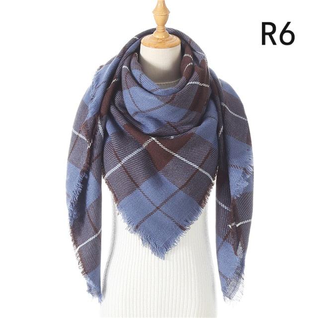 Winter Warm Soft Bandana Plaid Warm Headwear Triangle Scarves Scarf Cashmere Scarf Knit Wraps Shawls Hijabs Shawls Escharpe Elegant Cashmere Scarf Head Wrap Bandana Blanket Shawls Wraps For Female Stevvex