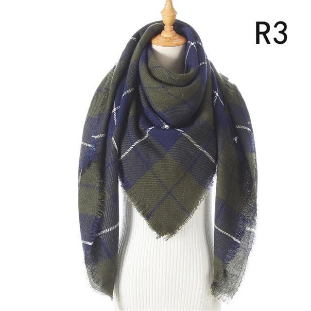 Winter Warm Soft Bandana Plaid Warm Headwear Triangle Scarves Scarf Cashmere Scarf Knit Wraps Shawls Hijabs Shawls Escharpe Elegant Cashmere Scarf Head Wrap Bandana Blanket Shawls Wraps For Female Stevvex