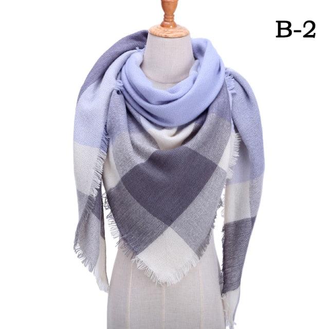 Winter Warm Soft Bandana Plaid Warm Headwear Triangle Scarves Scarf Cashmere Scarf Knit Wraps Shawls Hijabs Shawls Escharpe Elegant Cashmere Scarf Head Wrap Bandana Blanket Shawls Wraps For Female Stevvex