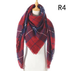 Winter Warm Soft Bandana Plaid Warm Headwear Triangle Scarves Scarf Cashmere Scarf Knit Wraps Shawls Hijabs Shawls Escharpe Elegant Cashmere Scarf Head Wrap Bandana Blanket Shawls Wraps For Female Stevvex