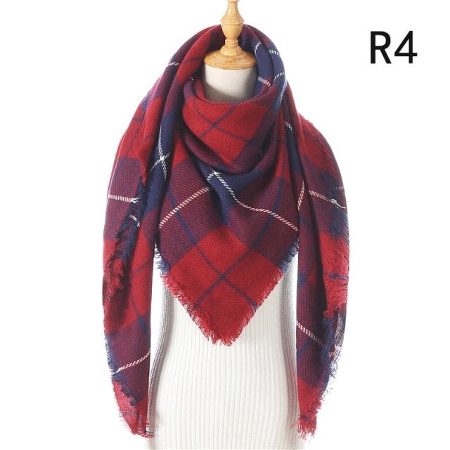 Winter Warm Soft Bandana Plaid Warm Headwear Triangle Scarves Scarf Cashmere Scarf Knit Wraps Shawls Hijabs Shawls Escharpe Elegant Cashmere Scarf Head Wrap Bandana Blanket Shawls Wraps For Female Stevvex
