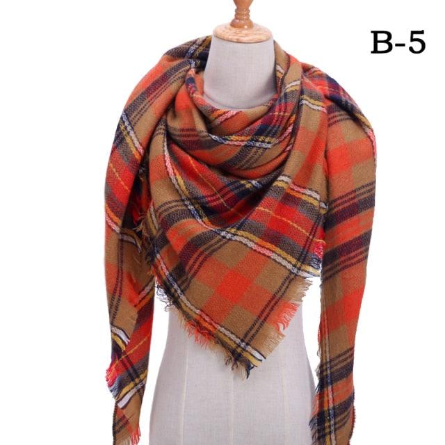 Winter Warm Soft Bandana Plaid Warm Headwear Triangle Scarves Scarf Cashmere Scarf Knit Wraps Shawls Hijabs Shawls Escharpe Elegant Cashmere Scarf Head Wrap Bandana Blanket Shawls Wraps For Female Stevvex
