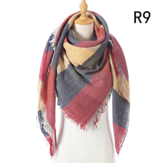 Winter Warm Soft Bandana Plaid Warm Headwear Triangle Scarves Scarf Cashmere Scarf Knit Wraps Shawls Hijabs Shawls Escharpe Elegant Cashmere Scarf Head Wrap Bandana Blanket Shawls Wraps For Female Stevvex
