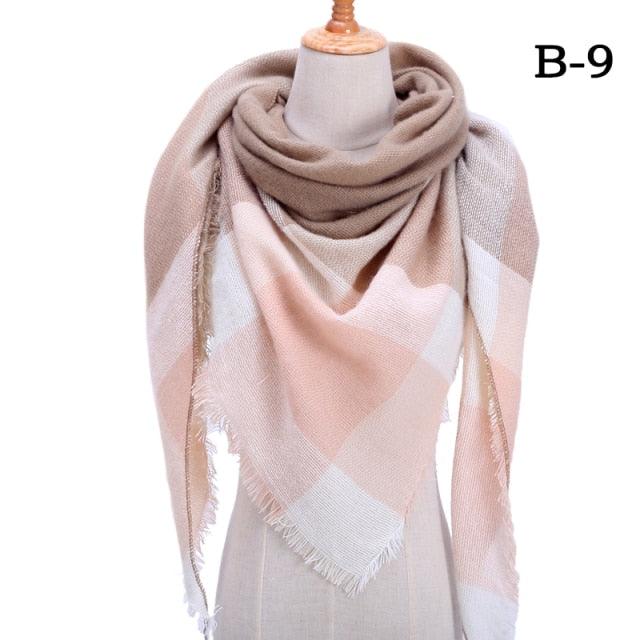 Winter Warm Soft Bandana Plaid Warm Headwear Triangle Scarves Scarf Cashmere Scarf Knit Wraps Shawls Hijabs Shawls Escharpe Elegant Cashmere Scarf Head Wrap Bandana Blanket Shawls Wraps For Female Stevvex