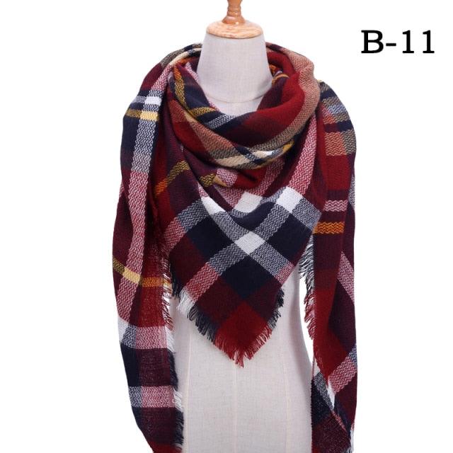 Winter Warm Soft Bandana Plaid Warm Headwear Triangle Scarves Scarf Cashmere Scarf Knit Wraps Shawls Hijabs Shawls Escharpe Elegant Cashmere Scarf Head Wrap Bandana Blanket Shawls Wraps For Female Stevvex