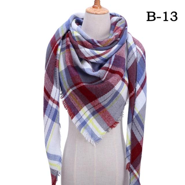 Winter Warm Soft Bandana Plaid Warm Headwear Triangle Scarves Scarf Cashmere Scarf Knit Wraps Shawls Hijabs Shawls Escharpe Elegant Cashmere Scarf Head Wrap Bandana Blanket Shawls Wraps For Female Stevvex