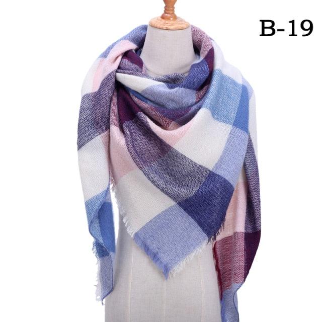 Winter Warm Soft Bandana Plaid Warm Headwear Triangle Scarves Scarf Cashmere Scarf Knit Wraps Shawls Hijabs Shawls Escharpe Elegant Cashmere Scarf Head Wrap Bandana Blanket Shawls Wraps For Female Stevvex