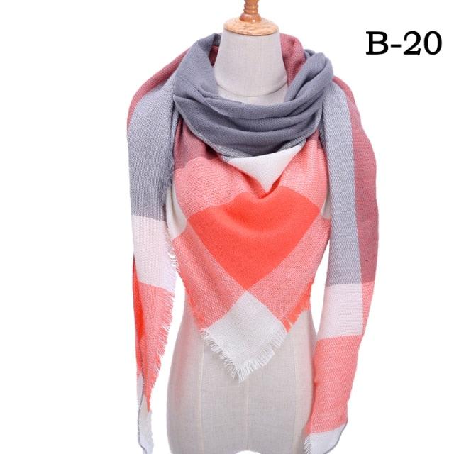 Winter Warm Soft Bandana Plaid Warm Headwear Triangle Scarves Scarf Cashmere Scarf Knit Wraps Shawls Hijabs Shawls Escharpe Elegant Cashmere Scarf Head Wrap Bandana Blanket Shawls Wraps For Female Stevvex