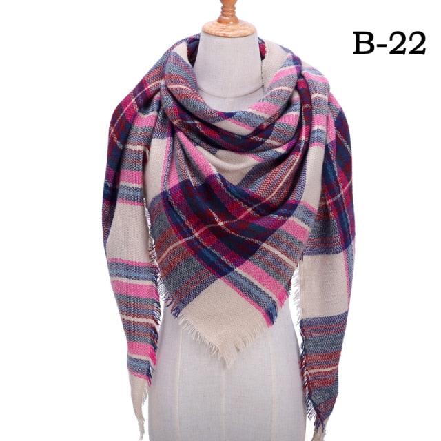 Winter Warm Soft Bandana Plaid Warm Headwear Triangle Scarves Scarf Cashmere Scarf Knit Wraps Shawls Hijabs Shawls Escharpe Elegant Cashmere Scarf Head Wrap Bandana Blanket Shawls Wraps For Female Stevvex