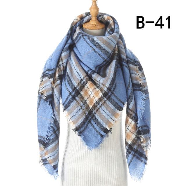 Winter Warm Soft Bandana Plaid Warm Headwear Triangle Scarves Scarf Cashmere Scarf Knit Wraps Shawls Hijabs Shawls Escharpe Elegant Cashmere Scarf Head Wrap Bandana Blanket Shawls Wraps For Female Stevvex