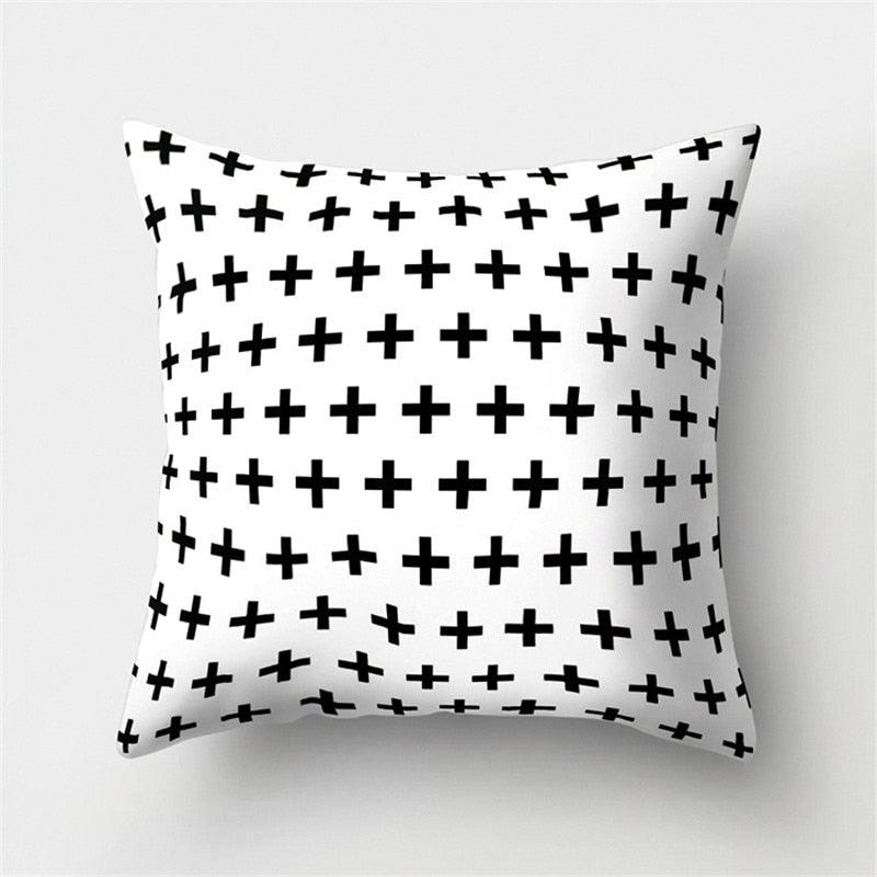 Black White Geometric Cushion Cover Pillowcase Sofa Cushions Decorative Pillow Covers Stripe Pattern Throw Pillow Case Daily Decorations Sofa Throw Pillow Case Cushion Covers Pillowcase Polyester Home Decor Pillow Cases 45x45CM Stevvex