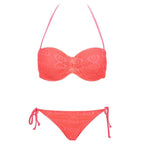 Bikini Solid Strappy Bandage Bikinis Set White Push Up Bikini Swimwear Swimsuit Bathing Suit Women's Ribbed Tie Bikini Adjustable Lace Up Bottom String Women Swimsuit Stevvex