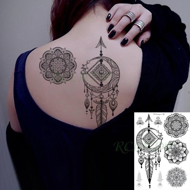 57 Sheets Temporary Tattoo Stickers Set Waterproof Temporary Tattoo Waist Arm Modern Stylish Big Black Tattoos For Womens Mens Stevvex