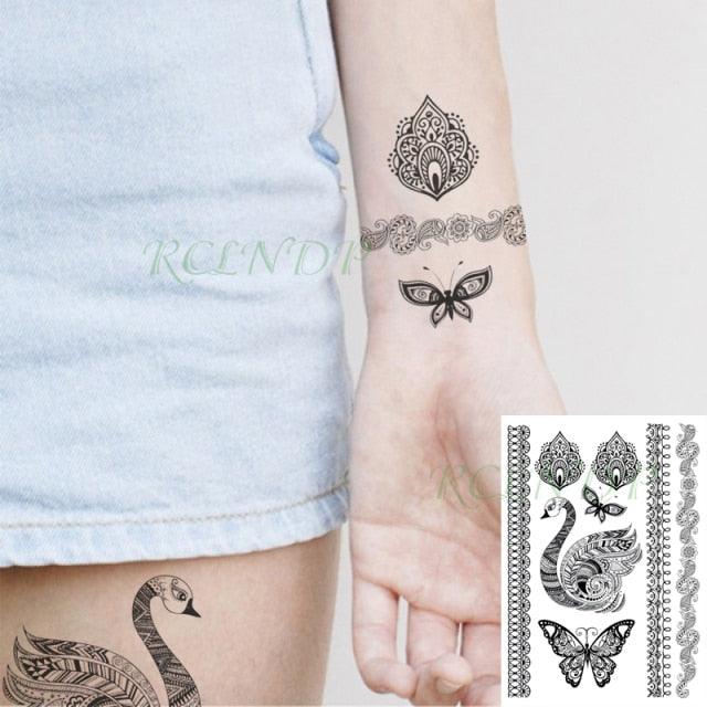 57 Sheets Temporary Tattoo Stickers Set Waterproof Temporary Tattoo Waist Arm Modern Stylish Big Black Tattoos For Womens Mens Stevvex