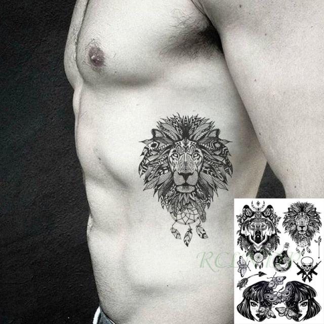 57 Sheets Temporary Tattoo Stickers Set Waterproof Temporary Tattoo Waist Arm Modern Stylish Big Black Tattoos For Womens Mens Stevvex