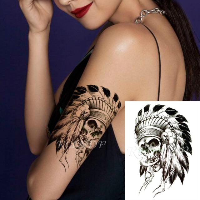 57 Sheets Temporary Tattoo Stickers Set Waterproof Temporary Tattoo Waist Arm Modern Stylish Big Black Tattoos For Womens Mens Stevvex
