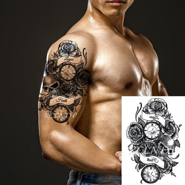 57 Sheets Temporary Tattoo Stickers Set Waterproof Temporary Tattoo Waist Arm Modern Stylish Big Black Tattoos For Womens Mens Stevvex