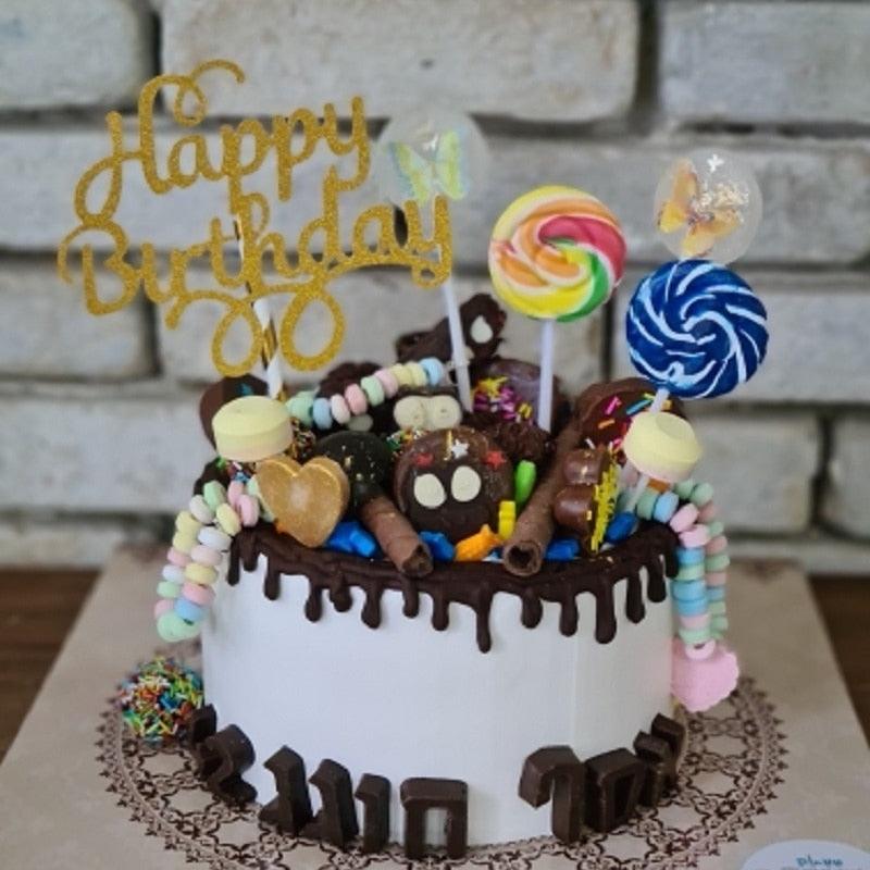 10pcs Glitter Happy Birthday Cake Topper Happy Birthday Cake Topper Happy Birthday Cupcake Topper Glitter Gold Decoration Bling Sparkle Decoration Sign Happy Birthday Cake Topper Girl Birthday Dessert Decor Stevvex