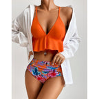Elegant Black High Waist Two Pieces Bikini Set Women Two Pieces Bathing Suits Ruffled High Waist Bikini Set Swimsuit Female Women Beachwear Swimwear Bather Bathing Suit For Vacation