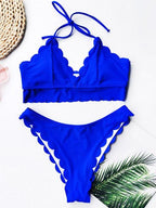 Summer Blue Bikini Women Swimwear Female Swimsuit  Women’s Floral Print Lace-up Strapless Padded Comfortable Swimwear Bathing Suit Two-pieces Bikini Set Knotted Bathing Swim Suit Stevvex