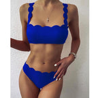Summer Blue Bikini Women Swimwear Female Swimsuit  Women’s Floral Print Lace-up Strapless Padded Comfortable Swimwear Bathing Suit Two-pieces Bikini Set Knotted Bathing Swim Suit Stevvex