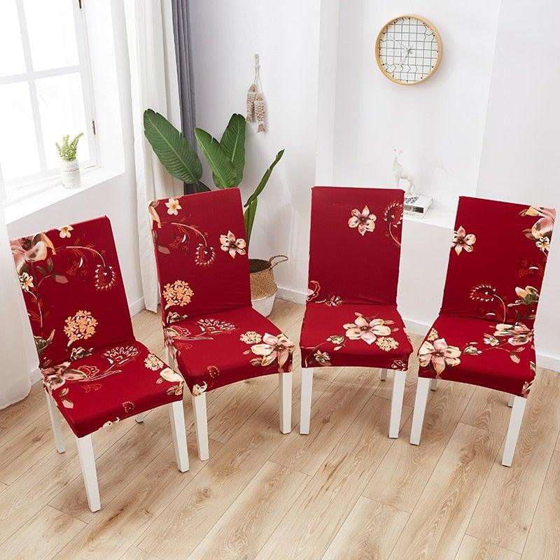 Printed Polyester Fabric Chair Cover Washable Chair Covers Seat Slipcovers Stretch Dining Seat Case For Home Stretch Removable Washable Dining Room Chair Protector Slipcovers/Home Decor Dining Room Seat Cover Multiple Styles Stevvex
