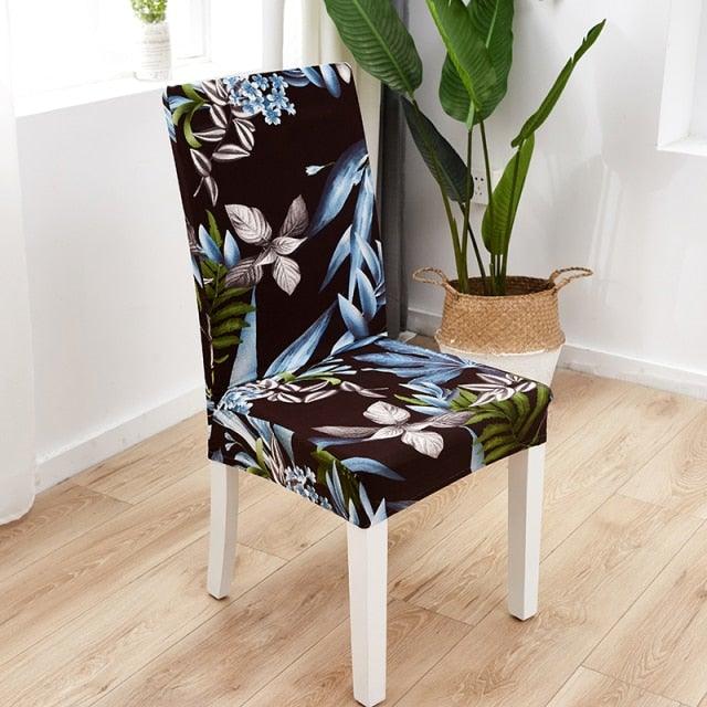 Printed Polyester Fabric Chair Cover Washable Chair Covers Seat Slipcovers Stretch Dining Seat Case For Home Stretch Removable Washable Dining Room Chair Protector Slipcovers/Home Decor Dining Room Seat Cover Multiple Styles Stevvex