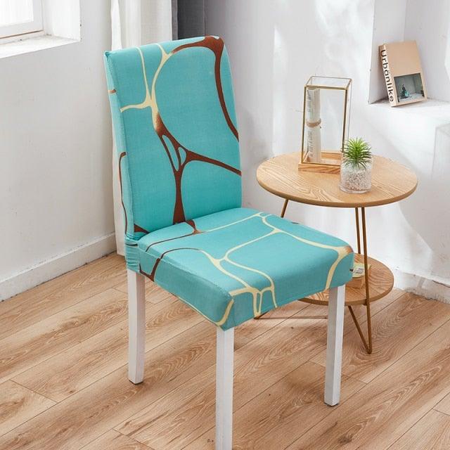 Printed Polyester Fabric Chair Cover Washable Chair Covers Seat Slipcovers Stretch Dining Seat Case For Home Stretch Removable Washable Dining Room Chair Protector Slipcovers/Home Decor Dining Room Seat Cover Multiple Styles Stevvex