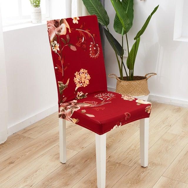 Printed Polyester Fabric Chair Cover Washable Chair Covers Seat Slipcovers Stretch Dining Seat Case For Home Stretch Removable Washable Dining Room Chair Protector Slipcovers/Home Decor Dining Room Seat Cover Multiple Styles Stevvex