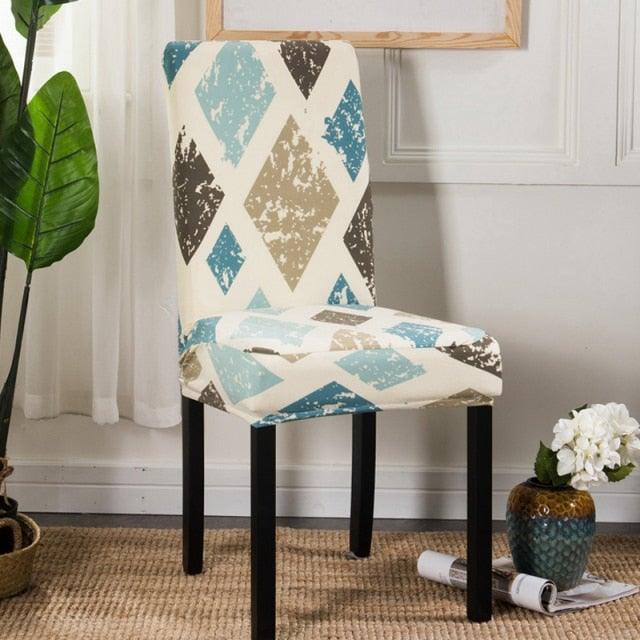 Printed Polyester Fabric Chair Cover Washable Chair Covers Seat Slipcovers Stretch Dining Seat Case For Home Stretch Removable Washable Dining Room Chair Protector Slipcovers/Home Decor Dining Room Seat Cover Multiple Styles Stevvex