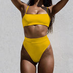 Push Up Bikini Set Swimsuits High Waist Swimwear Women Ribbed Bathing Suits Brazilian Bikinis Swimsuit for Women  Bottom Triangle Bikinis Top Bathing Suit Stevvex