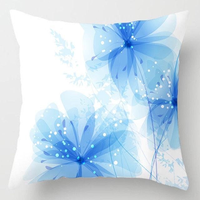 Modern Simple Blue Geometric Pillow Cover Home Sofa Decorative Blue Sea Texture Cotton Linen Cushion Home Decorative Pillow Case 45x45cm