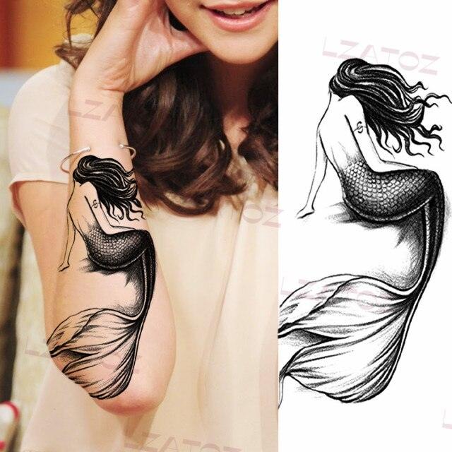 Realistic Sketches Black Flowers Temporary Waterproof Flower Tattoos Modern Body Arm Drawing For Womens Stevvex