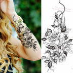 Realistic Sketches Black Flowers Temporary Waterproof Flower Tattoos Modern Body Arm Drawing For Womens Stevvex