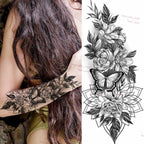 Realistic Sketches Black Flowers Temporary Waterproof Flower Tattoos Modern Body Arm Drawing For Womens Stevvex