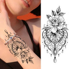 Realistic Sketches Black Flowers Temporary Waterproof Flower Tattoos Modern Body Arm Drawing For Womens Stevvex