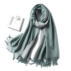 New Fashion Winter Soft Thick Warm Colorful Cashmere Scarf Elegant Escharpe Shawls Scarf Shawls Wraps Lightweight Lady Solid Scarves Fashion Tassels Blanket For Women