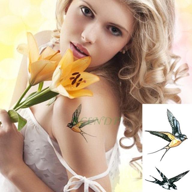 Black Waterproof Temporary Bird Tattoo Sticker Arm Leg Wrist Modern Small Tattoo For Womens And Kids Stevvex