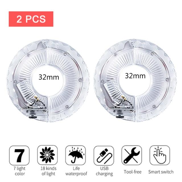 Smart LED Bicycle Wheel Light Bike Front Tail Hub Spoke Lamp Rechargeable Kids Balance Bike Light Colorful Bicycle Hub Light With Optical Design Vibration Sensor USB Rechargeable Waterproof Good Bike Gift For Teenagers Stevvex