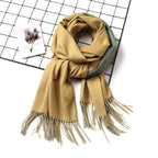Fashion Winter Solid Soft Scarf Cashmere Lightweight Scarves Shawls Cashmere Escharpe Scarfs Lightweight Shawls Hijabs Shawls Escharpe Elegant Wrap Blanket Bandana Tassel For Lady