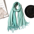Fashion Winter Solid Soft Scarf Cashmere Lightweight Scarves Shawls Cashmere Escharpe Scarfs Lightweight Shawls Hijabs Shawls Escharpe Elegant Wrap Blanket Bandana Tassel For Lady
