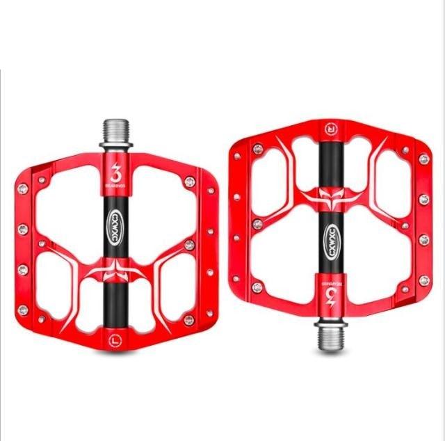 Wide Flat Mountain Road Cycling Bicycle Bike Pedal 3 Sealed Bearings 9/16 in Aluminum With Removable Antiskid Cleats Mountain Bike Pedal Platform Flat Bicycle Pedals Aluminum Alloy Non-Slip Metal Bike Pedals With 3 Bearings For Road Stevvex