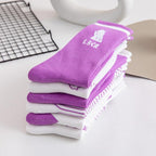 Spring And Summer Combed Out Of Pure Cotton Socks Mid Waist Fashion Bear Socks Cute Animal Socks Kawaii Cute Cartoon Purple College Socks For Men And Women Stevvex