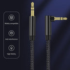 AUX Cable Jack 3.5mm Audio Jack Speaker Audio Cable Stereo Aux Cord 90 Degree Right Angle Aux Cable Compatible Cable For Headphones Car Tablets Speakers Stevvex