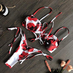 Low Waist Bikini Triangle Swimwear Female String Swimsuit Women Two Piece Swimsuit Swimwear Halter String Triangle Bikini Sets Women Print 2 Piece Suit Push Up Bathing Suit Swim Suit New Stevvex