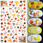 Maple Leaves 3D Nail Stickers Fall Leaf Flowers Line Sliders For Nails Self Adhesive Stickers Autumn Manicuring Decals Transfer Nail Decals Sticker For Pretty Girl Self-Adhesive Nail Decals Designer Nail Stickers for Acrylic Stevvex