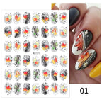 Maple Leaves 3D Nail Stickers Fall Leaf Flowers Line Sliders For Nails Self Adhesive Stickers Autumn Manicuring Decals Transfer Nail Decals Sticker For Pretty Girl Self-Adhesive Nail Decals Designer Nail Stickers for Acrylic Stevvex
