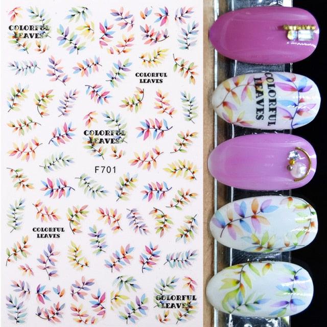Maple Leaves 3D Nail Stickers Fall Leaf Flowers Line Sliders For Nails Self Adhesive Stickers Autumn Manicuring Decals Transfer Nail Decals Sticker For Pretty Girl Self-Adhesive Nail Decals Designer Nail Stickers for Acrylic Stevvex