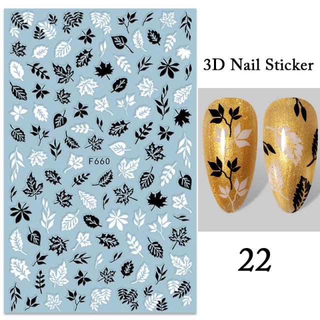 Maple Leaves 3D Nail Stickers Fall Leaf Flowers Line Sliders For Nails Self Adhesive Stickers Autumn Manicuring Decals Transfer Nail Decals Sticker For Pretty Girl Self-Adhesive Nail Decals Designer Nail Stickers for Acrylic Stevvex