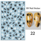 Maple Leaves 3D Nail Stickers Fall Leaf Flowers Line Sliders For Nails Self Adhesive Stickers Autumn Manicuring Decals Transfer Nail Decals Sticker For Pretty Girl Self-Adhesive Nail Decals Designer Nail Stickers for Acrylic Stevvex